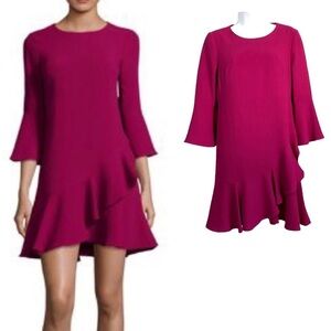 Eliza J Burgundy Fuschia Ruffle Shift Mini Dress 6